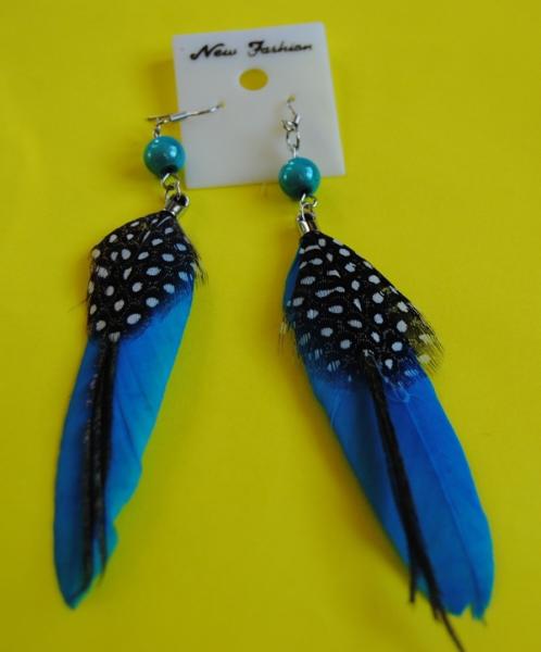 Feder Ohrringe Ohrhänger hellblau